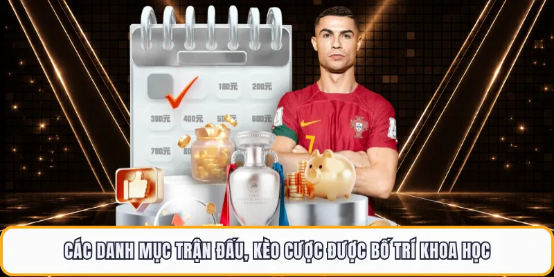 Các danh mục trận đấu, kèo cược được bố trí khoa học